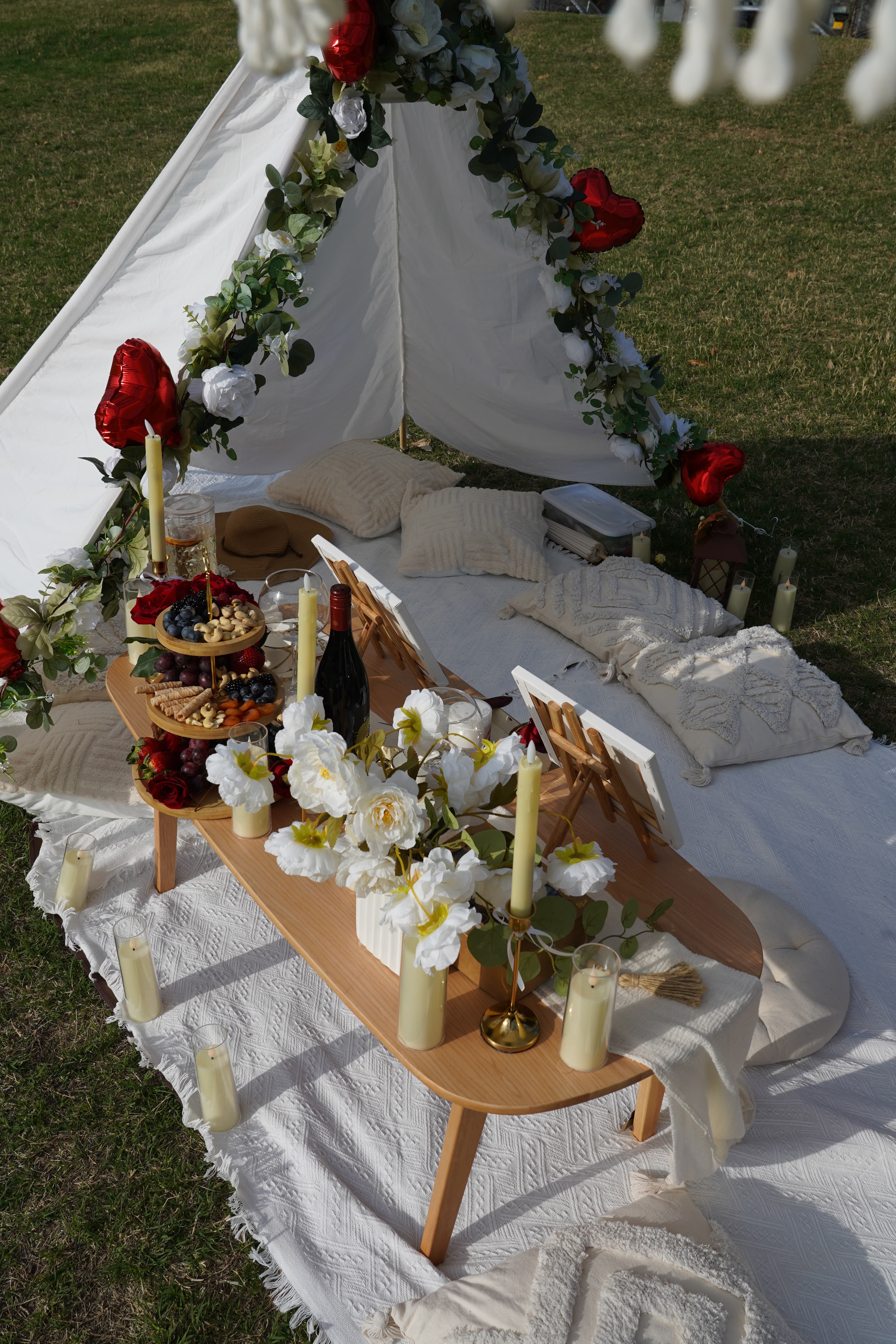 Luxury boho picnic setup in Austin