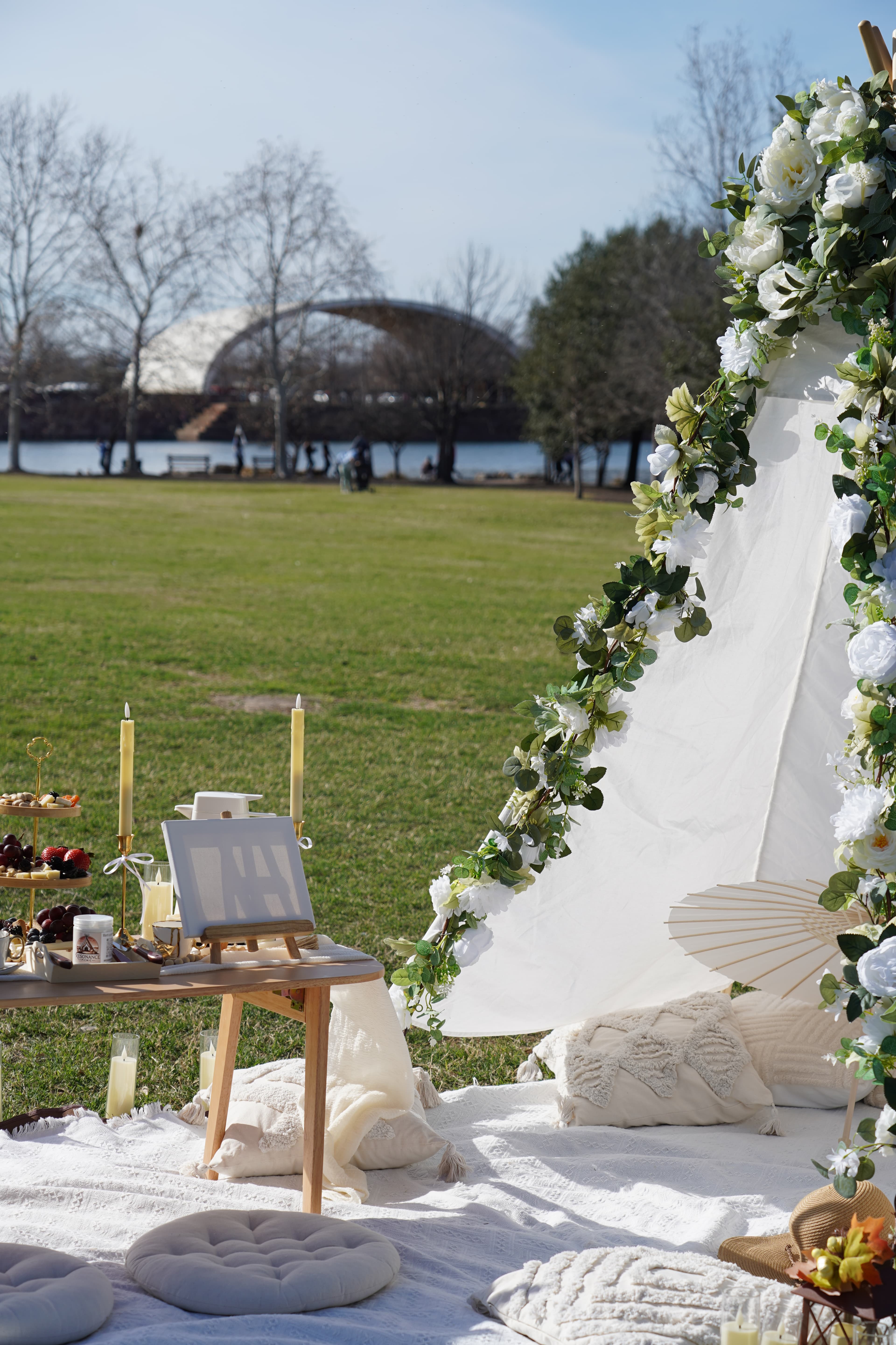 Elegant outdoor picnic setup
